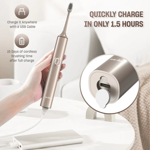 Sonic Electric Toothbrush Rechargeable Power 4 Brush Head 3 Modes Timer